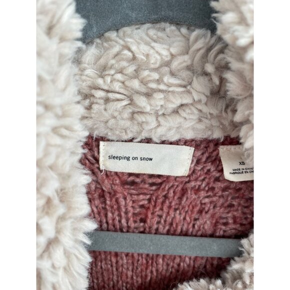 Anthropologie Sleeping on Snow Sherpa Cowl Neck Cardigan Sweater Women's XS Pink - Picture 8 of 11